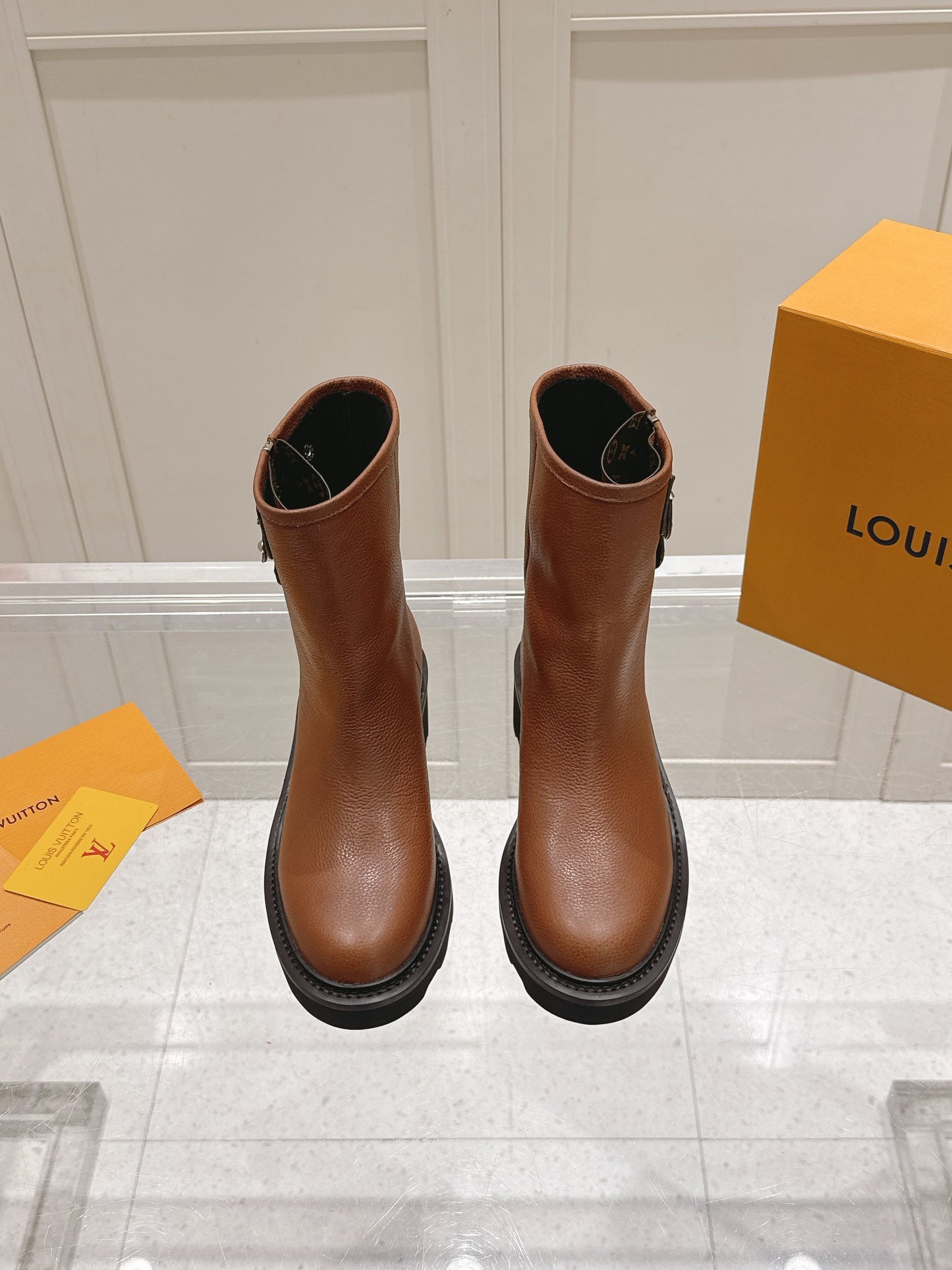 LV Beaubourg Ankle Boots – Tan Brown Pebble-Grained Goatskin Combat Boots
