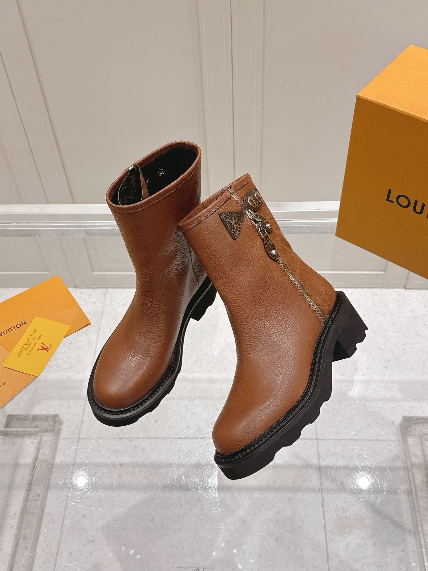 LV Beaubourg Ankle Boots – Tan Brown Pebble-Grained Goatskin Combat Boots