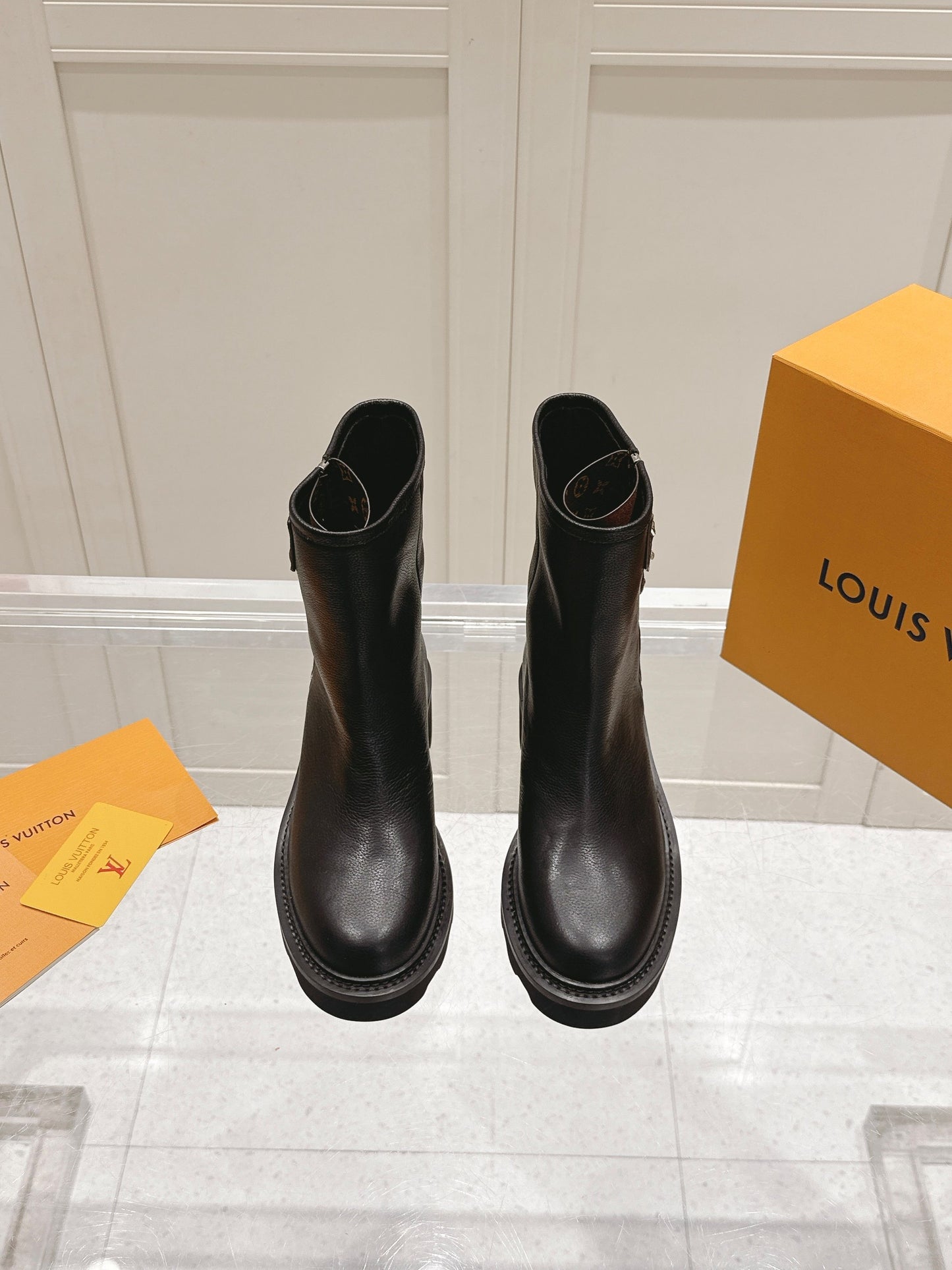 Louis Vuitton Territory Flat Ankle Boot – Black Grained Calfskin with Monogram Accents