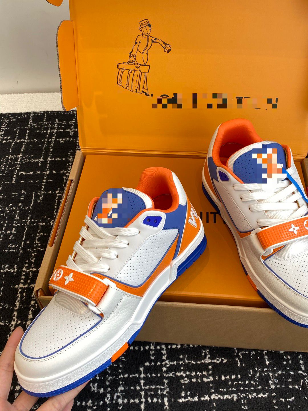 LV Trainer Sneaker “University” Blue & Yellow – Perforated Calf Leather | Men’s Luxury Streetwear