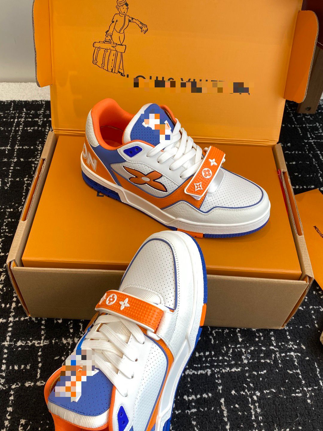 LV Trainer Sneaker “University” Blue & Yellow – Perforated Calf Leather | Men’s Luxury Streetwear