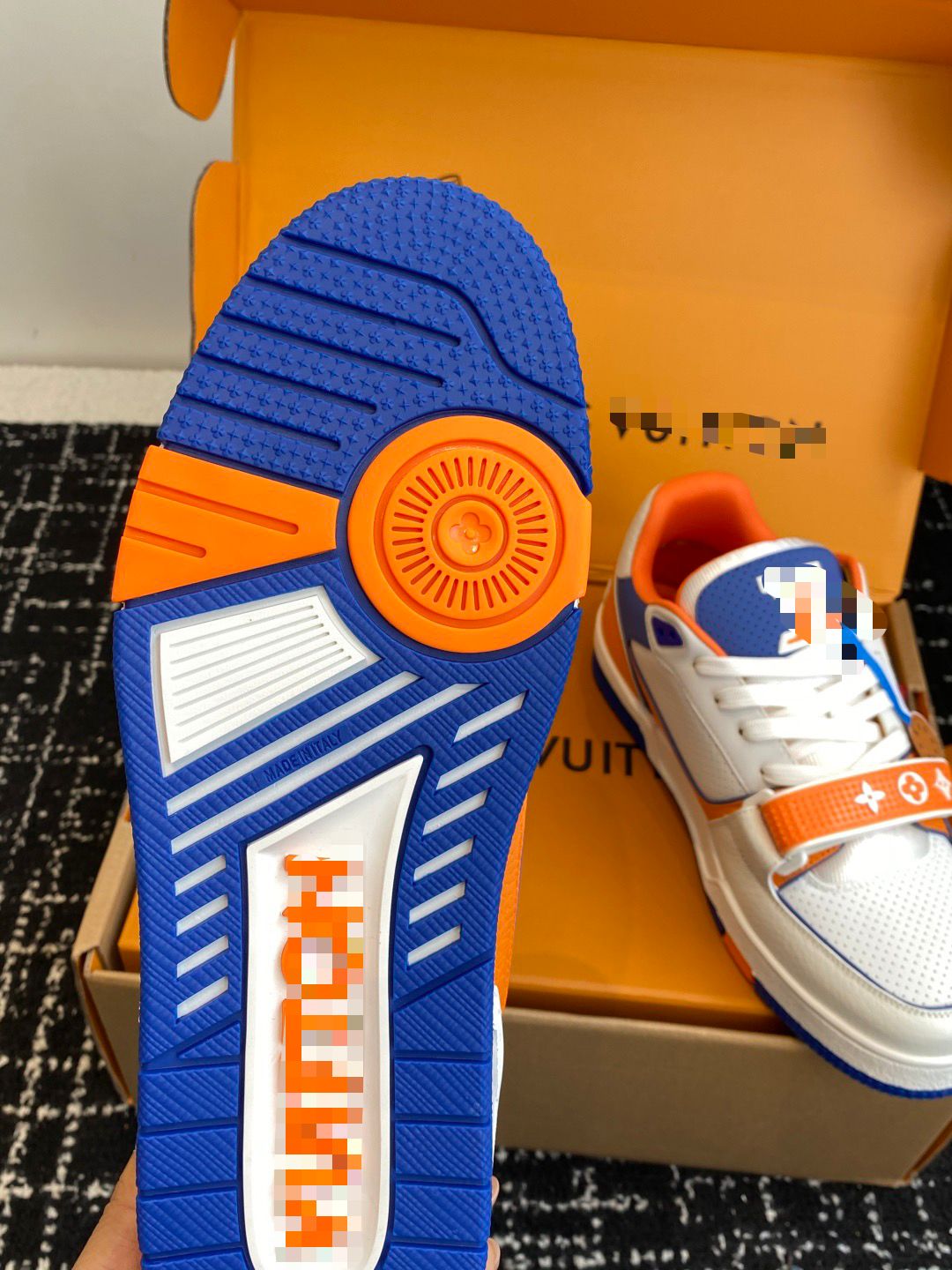 LV Trainer Sneaker “University” Blue & Yellow – Perforated Calf Leather | Men’s Luxury Streetwear