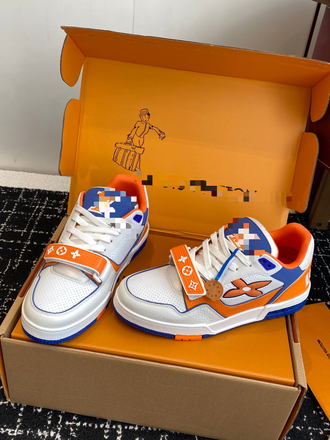 LV Trainer Sneaker “University” Blue & Yellow – Perforated Calf Leather | Men’s Luxury Streetwear