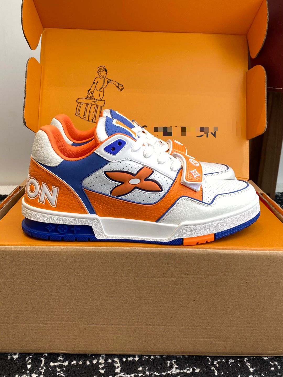 LV Trainer Sneaker “University” Blue & Yellow – Perforated Calf Leather | Men’s Luxury Streetwear