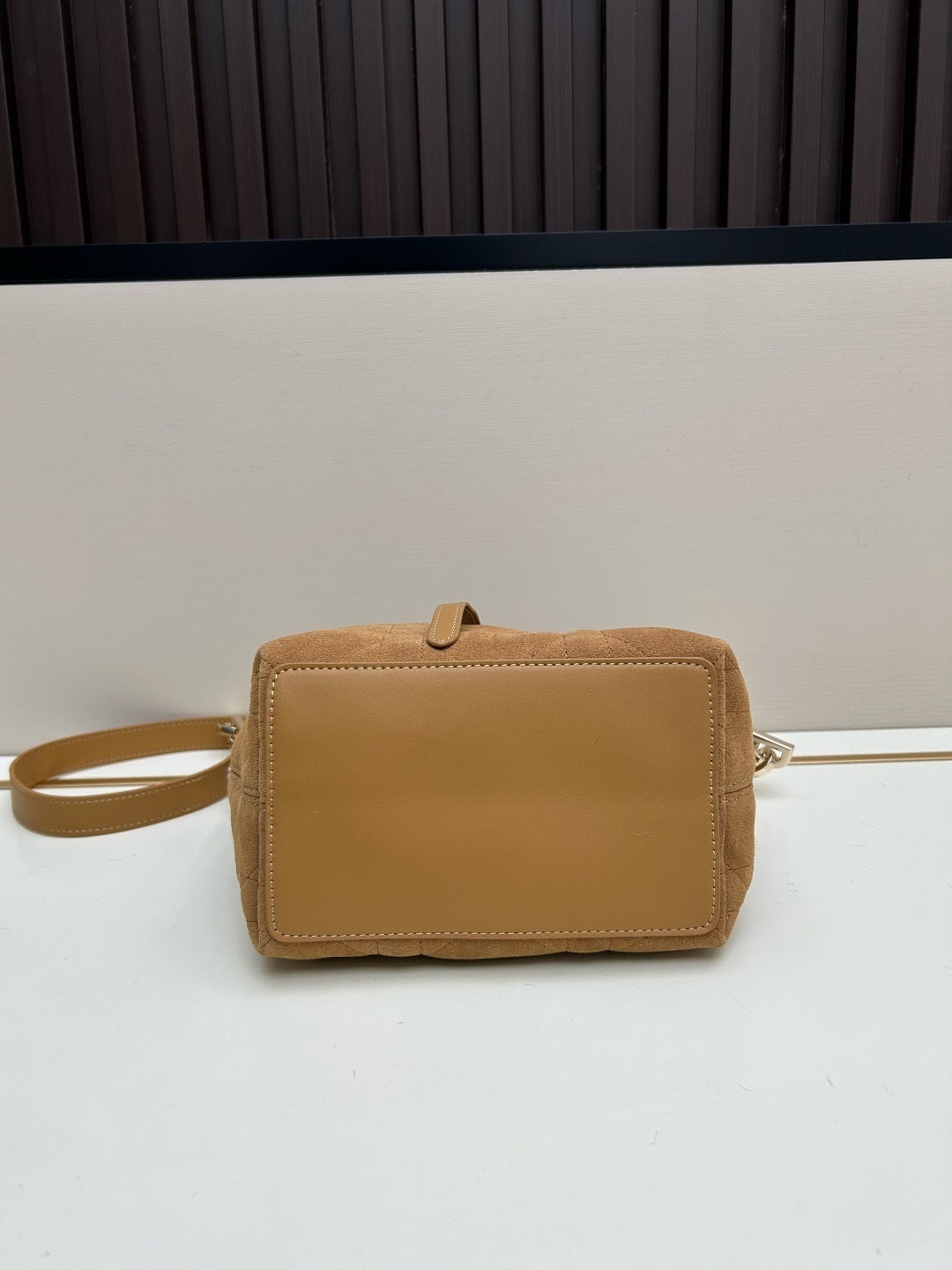 CD Toujours Vertical Nano Tote – Beige Suede and Merino Wool Macrocannage Bag