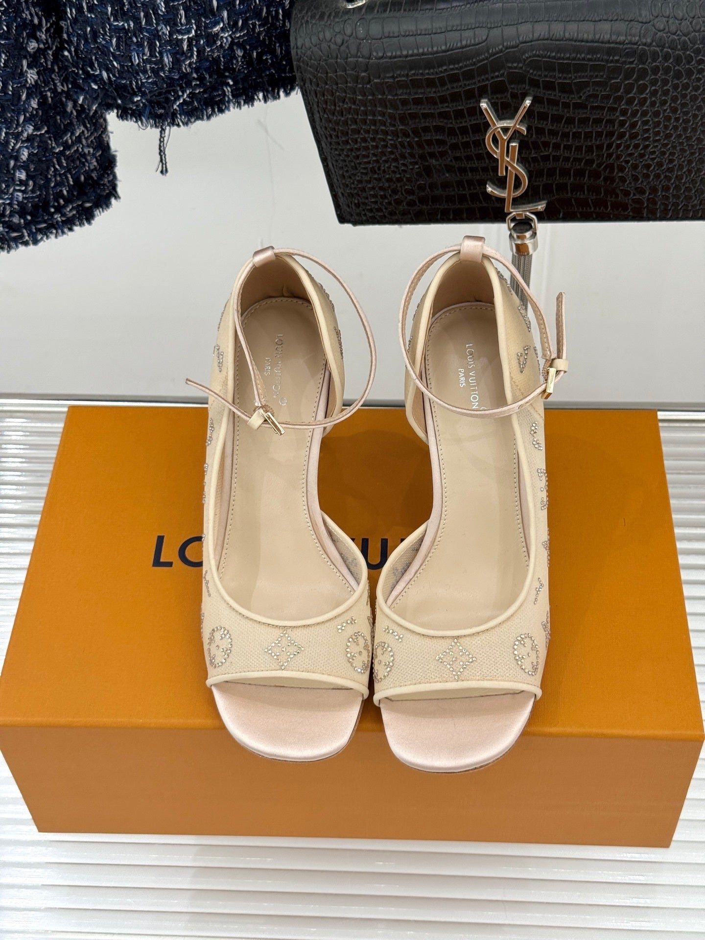 LV Gala Sandal – Rhinestone Monogram Mesh & Satin Evening Stiletto