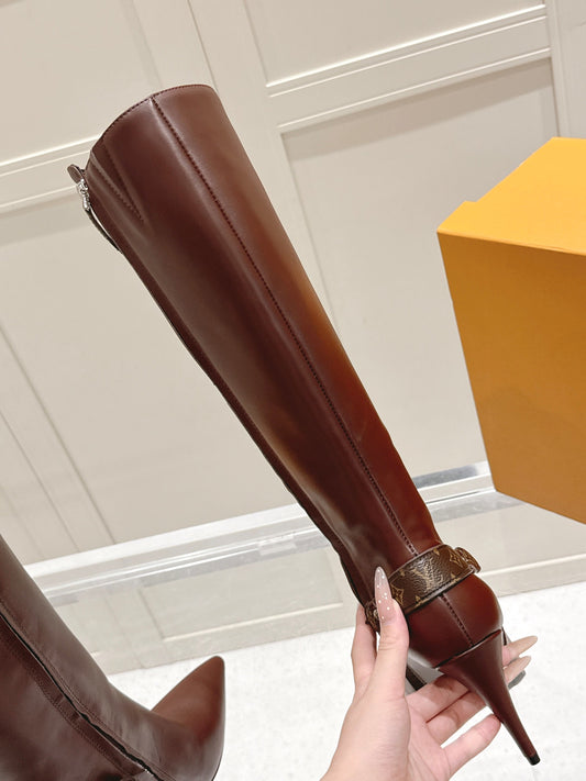 LV Blossom High Boot – Mahogany Calfskin with Monogram Flower Heel