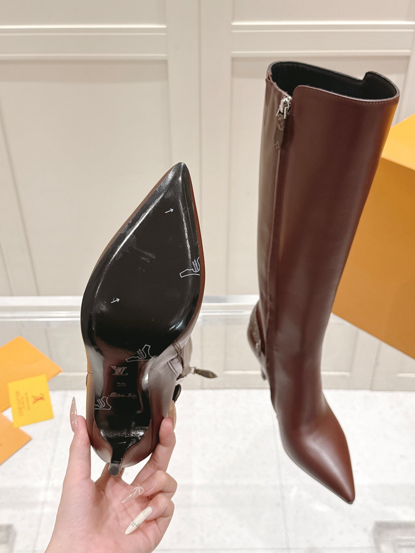 LV Blossom High Boot – Mahogany Calfskin with Monogram Flower Heel