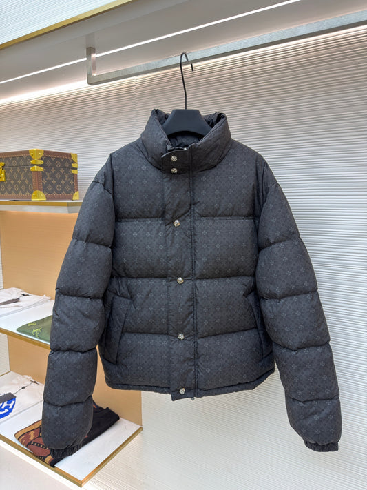 CH Tonal Cross Monogram Puffer Jacket with Silver Buttons