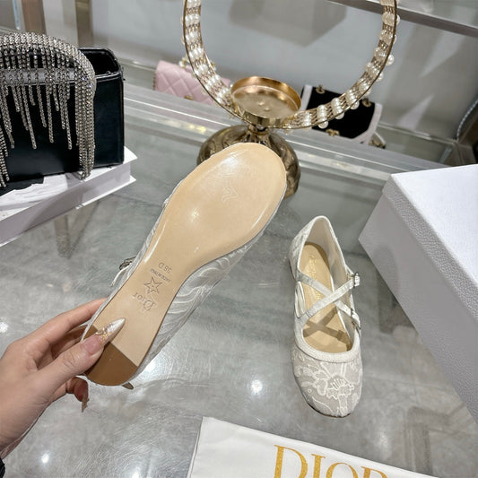 Mesh Ballet Flat – Nude Technical Mesh with Millefiori Embroidery