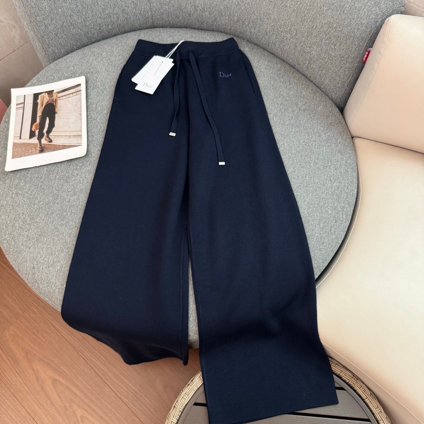 CD Embroidered Tracksuit – Saturated Navy Blue Hoodie and Wide-LegTrack Pants Set