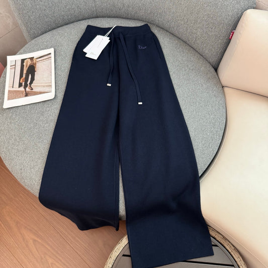 CD Embroidered Tracksuit – Saturated Navy Blue Hoodie and Wide-LegTrack Pants Set