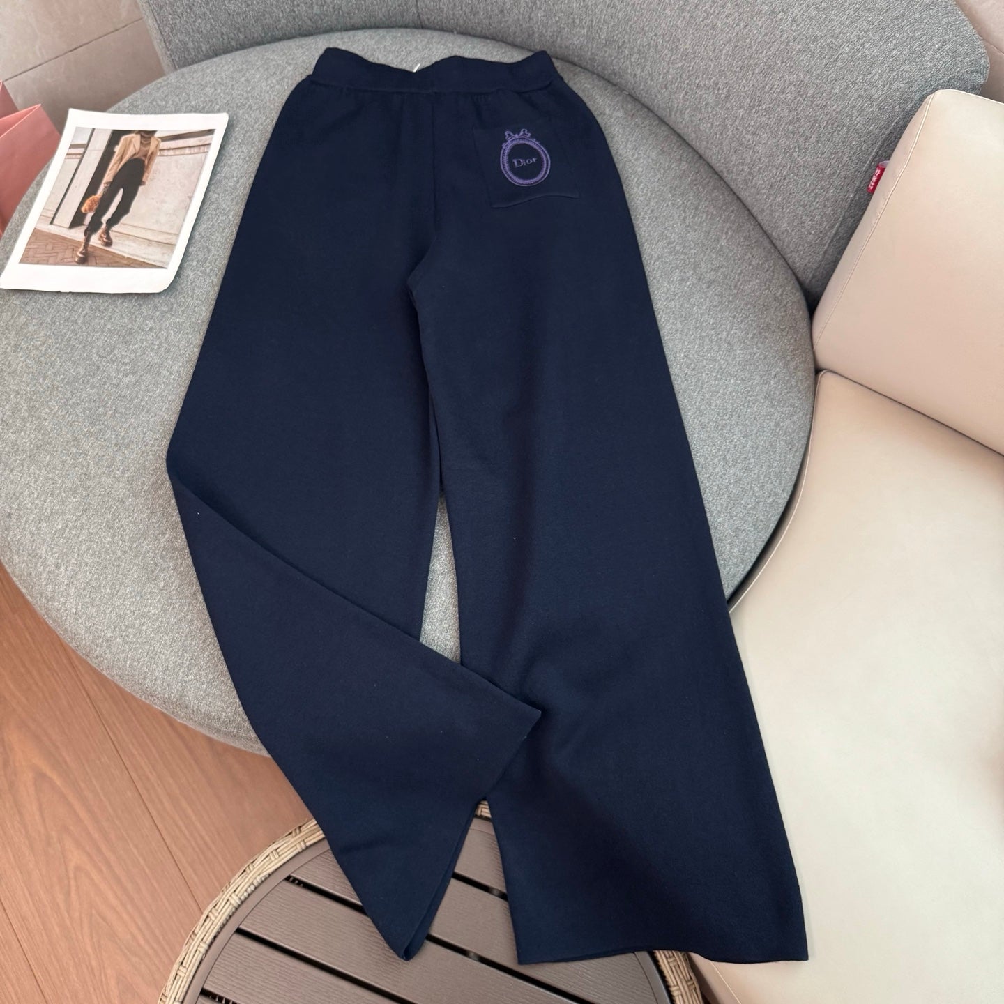 CD Embroidered Tracksuit – Saturated Navy Blue Hoodie and Wide-LegTrack Pants Set