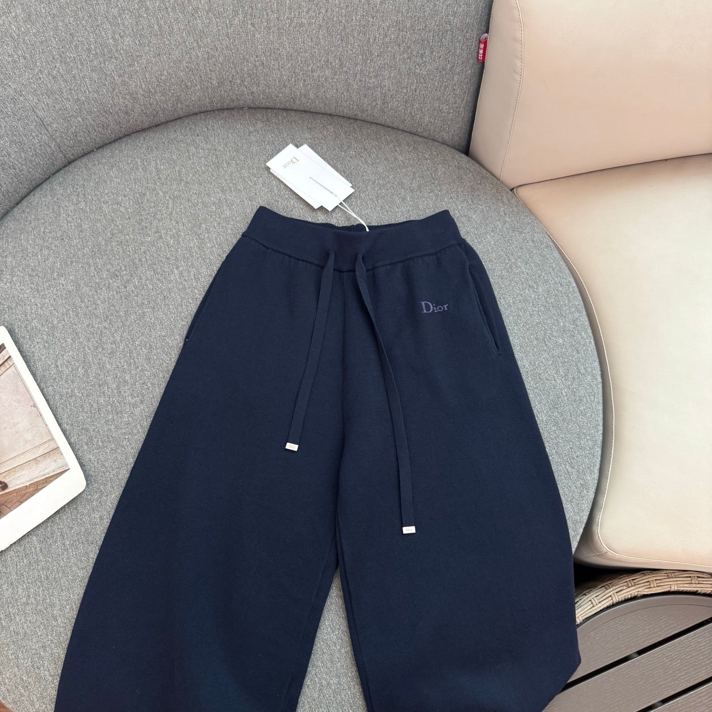 CD Embroidered Tracksuit – Saturated Navy Blue Hoodie and Wide-LegTrack Pants Set