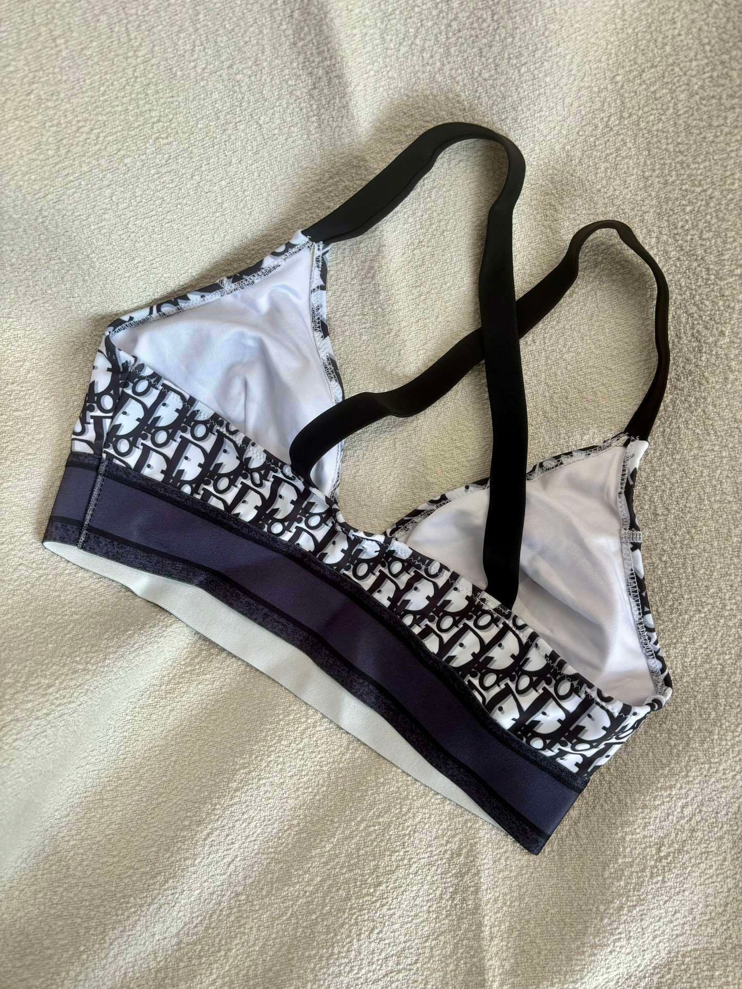 Oblique Technical Bikini Set – Slate Navy Bralette and High-Waisted High-Leg Swimsuit