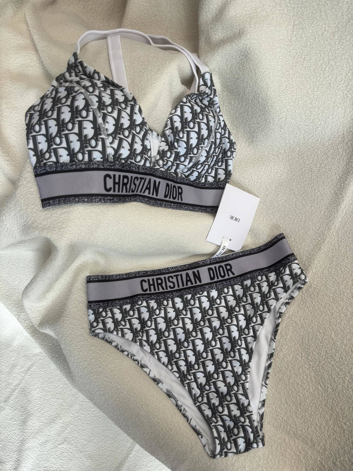 Oblique Technical Bikini Set – Slate Navy Bralette and High-Waisted High-Leg Swimsuit