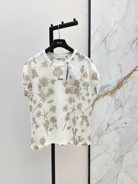 CD Knit Top – Off-White High-Gauge Open-Stitch Jacquard Sweater