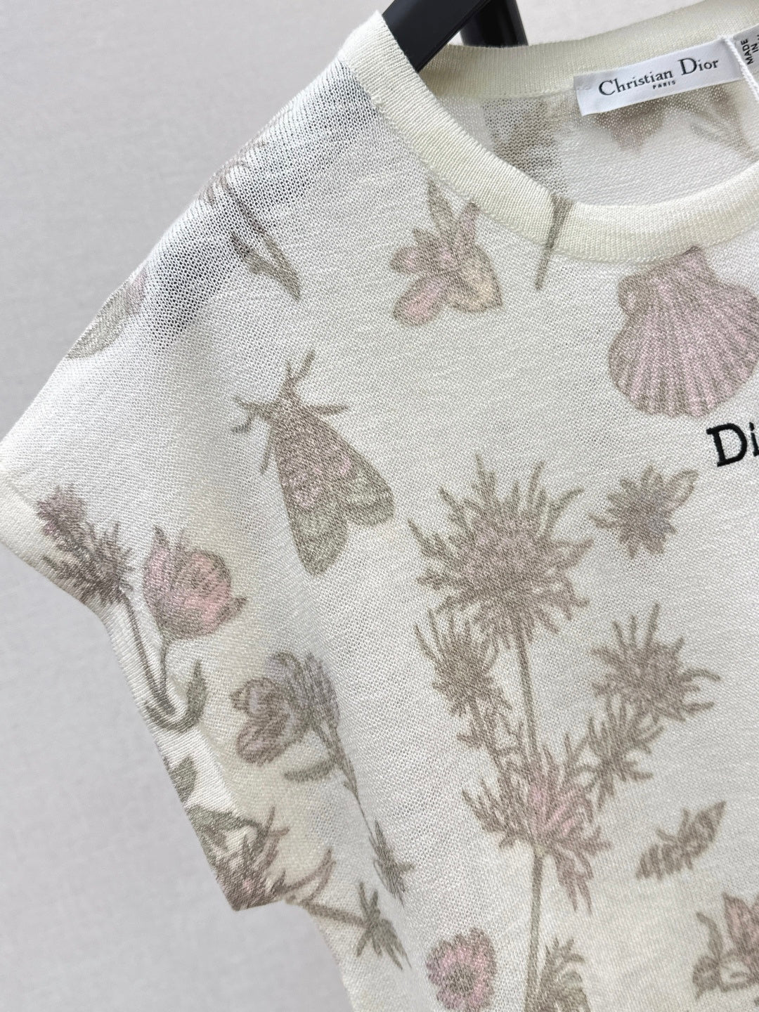 CD Knit Top – Off-White High-Gauge Open-Stitch Jacquard Sweater