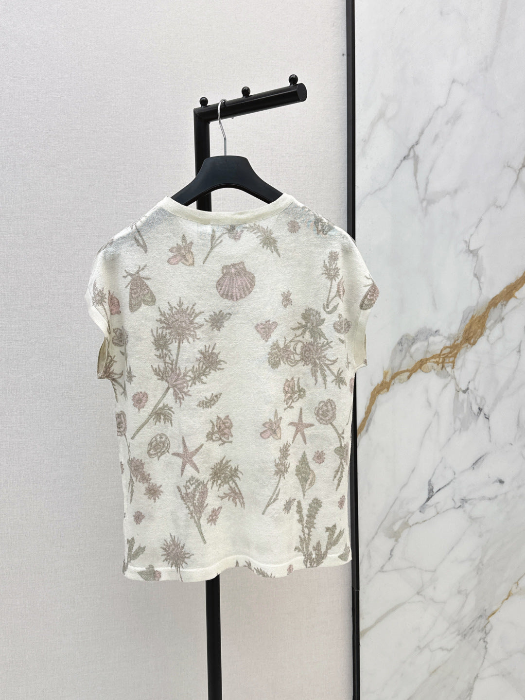 CD Knit Top – Off-White High-Gauge Open-Stitch Jacquard Sweater