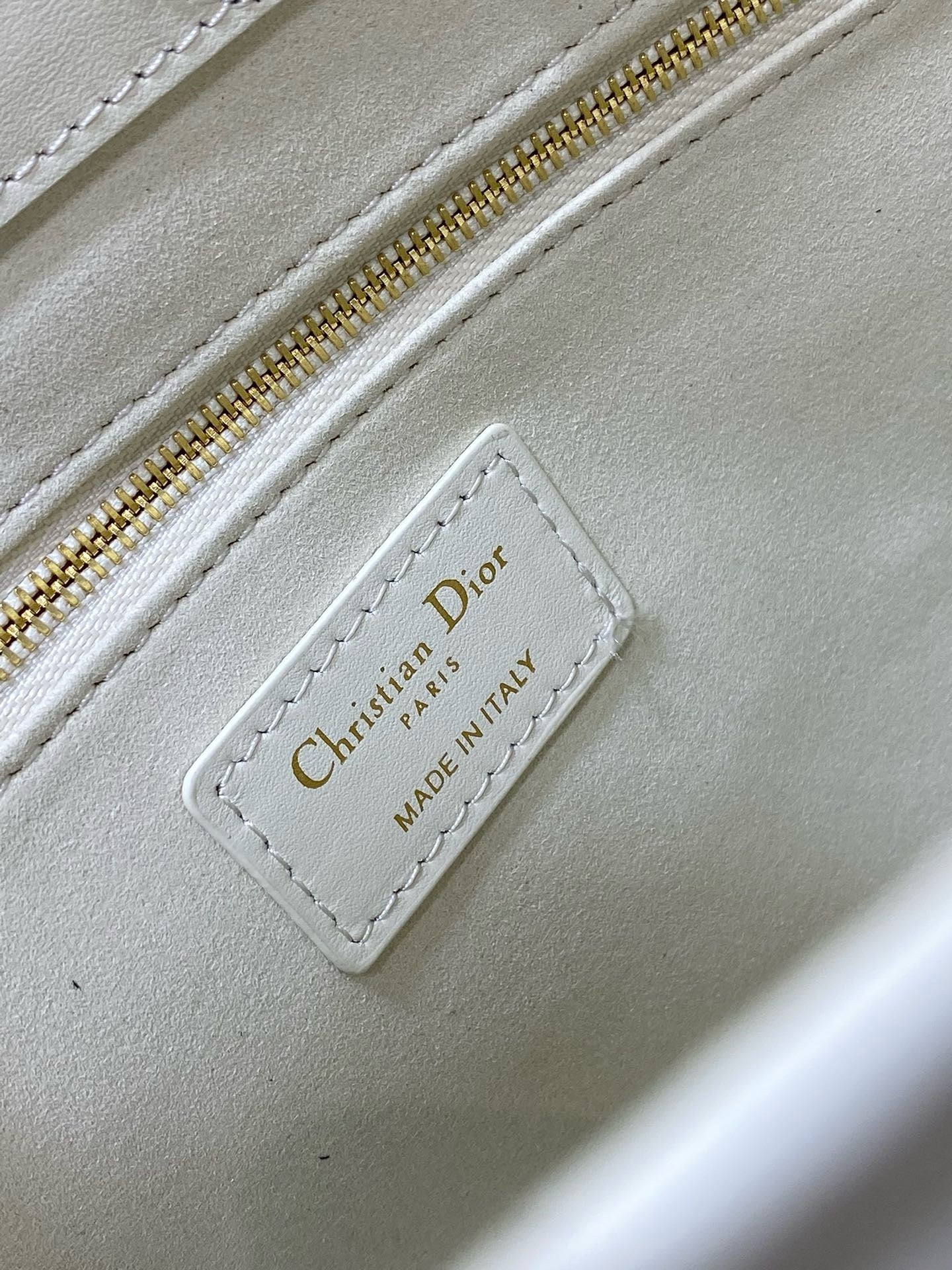 CD Micro Bag – Pristine Latte Off-White Quilted Leather Elongated East-West Clutch