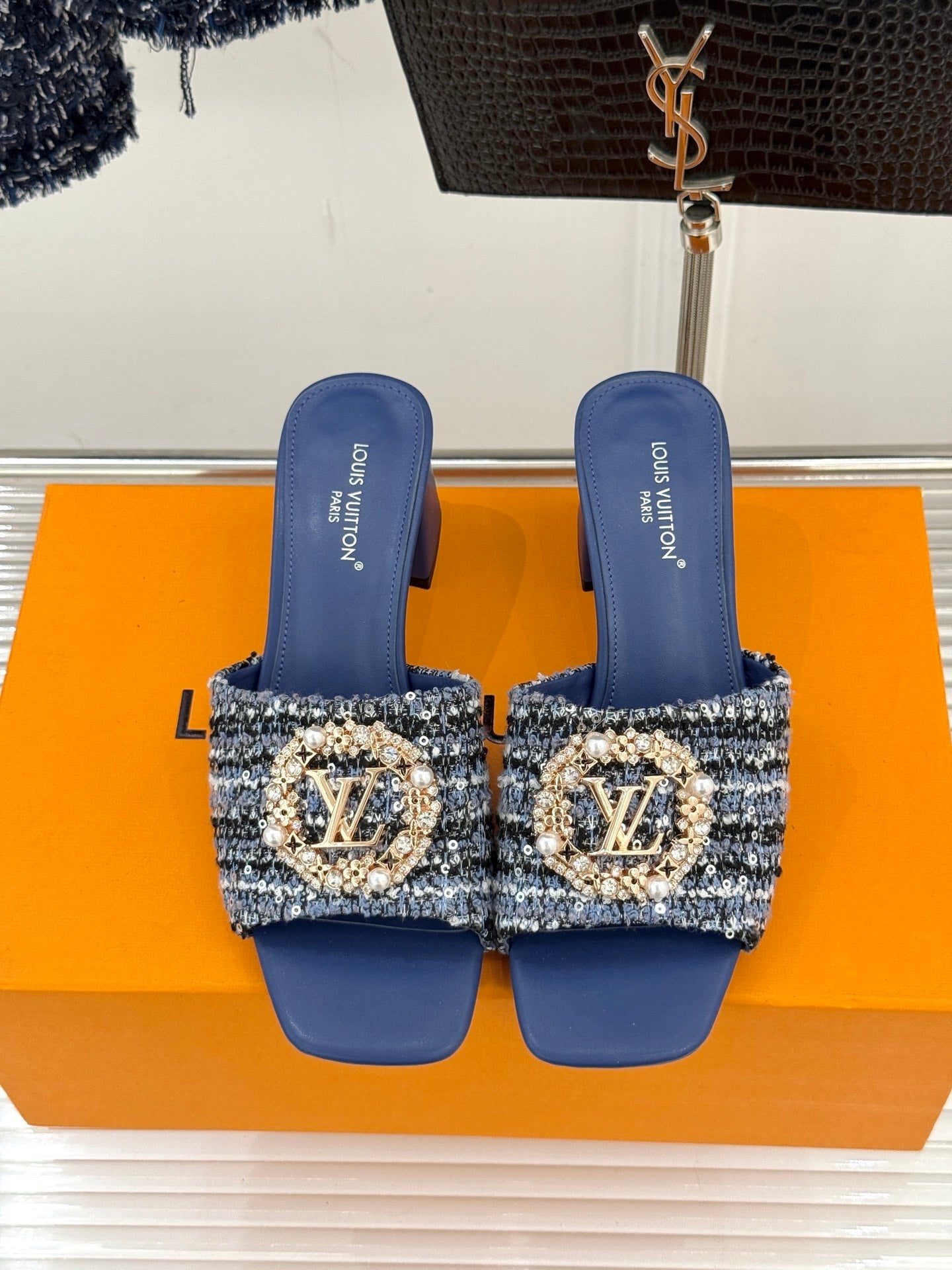 Louis Vuitton LV Mare Mule – Blue Sequin Tweed & Capucines-Inspired Hardware