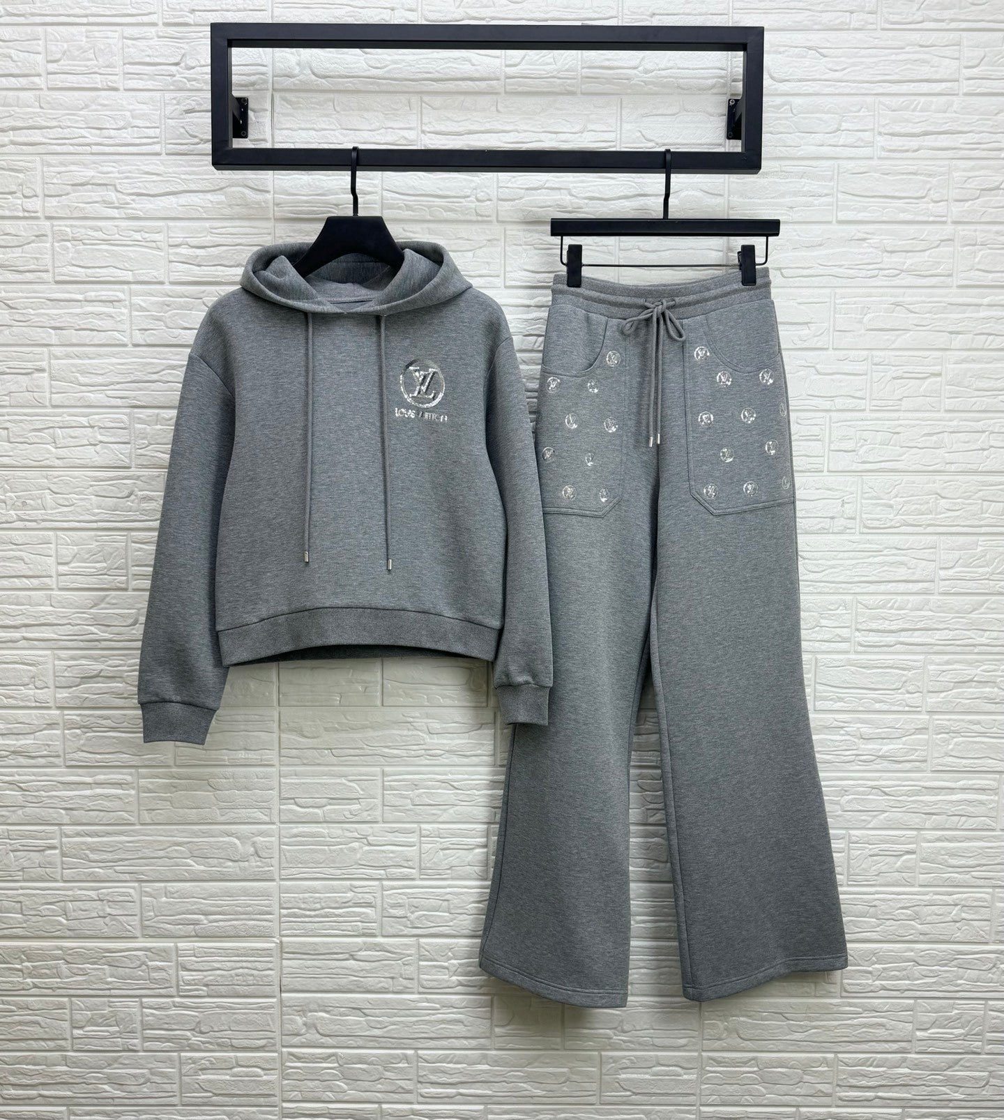 LV Embellished Cotton-Jersey Tracksuit