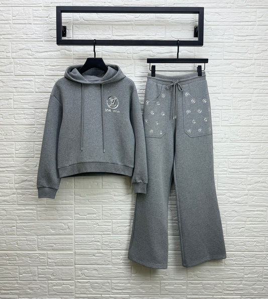LV Embellished Cotton-Jersey Tracksuit