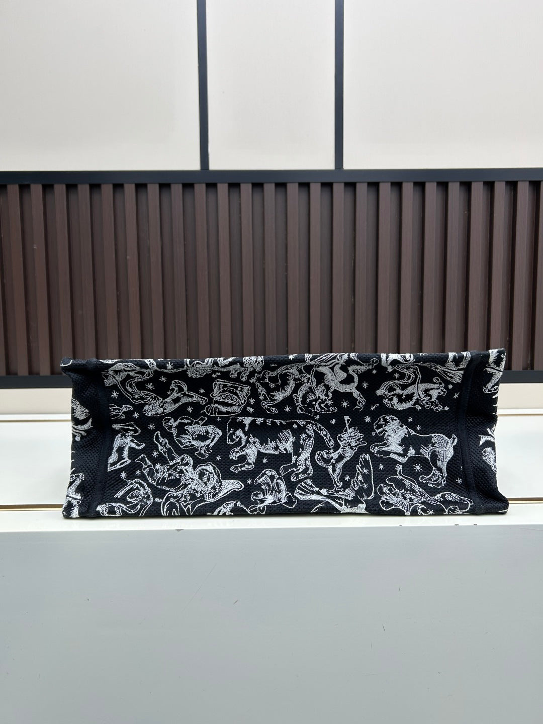 Christian  Large Book Tote 42cm – 2025 Limited Edition Midnight Constellation (White & Gold Astral Embroidery)