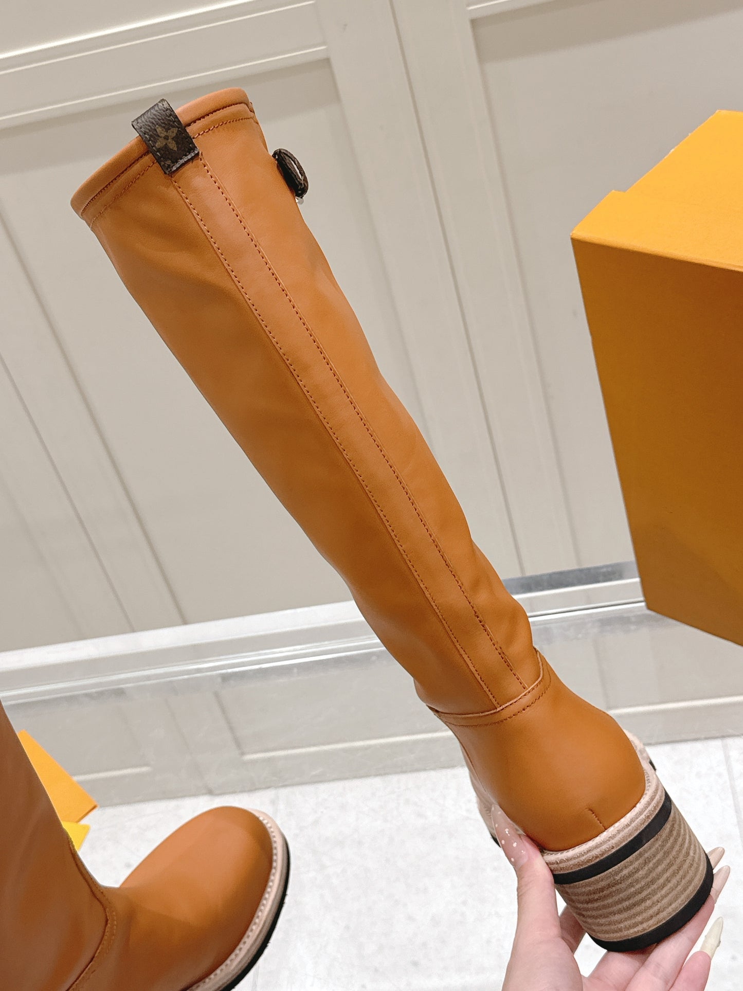 LV Ranger High Boot – Rich Tan Calfskin Tall Riding Boots with Contrast Stitched Welt