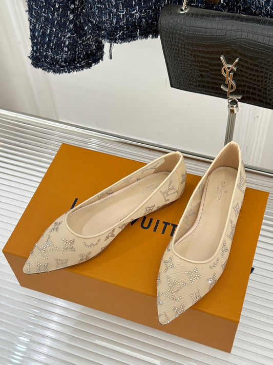 Gala Flat Ballerina – Rhinestone Monogram Mesh Evening Pump