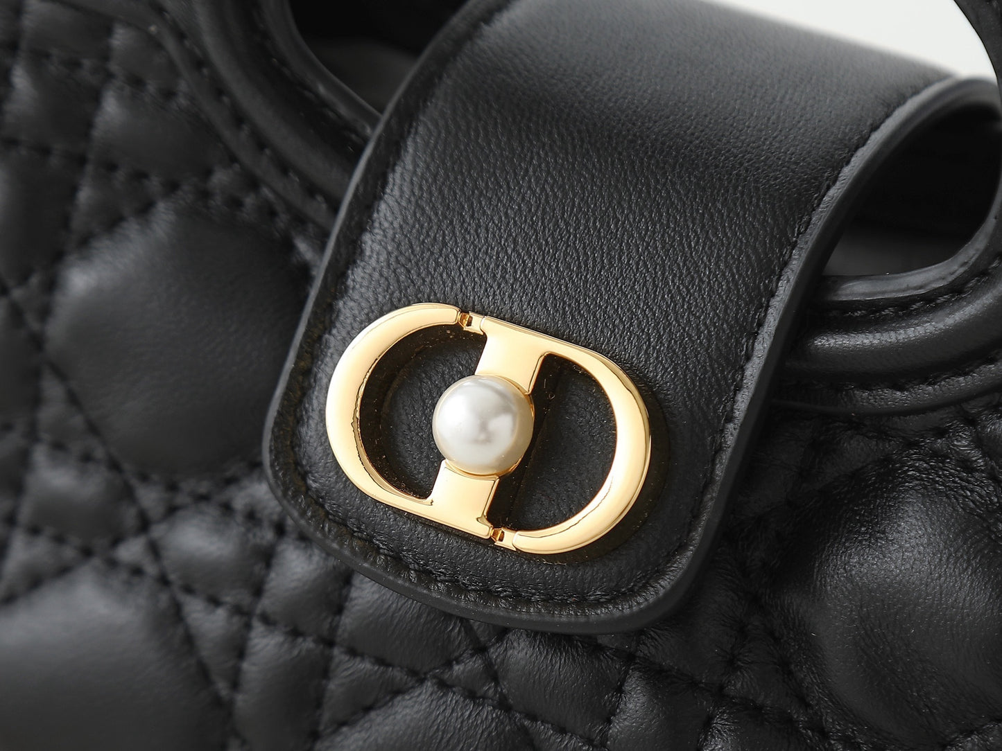 CD Jolie Top Handle Bag – Cannage Lambskin Mini Bag with Pearl CD Clasp