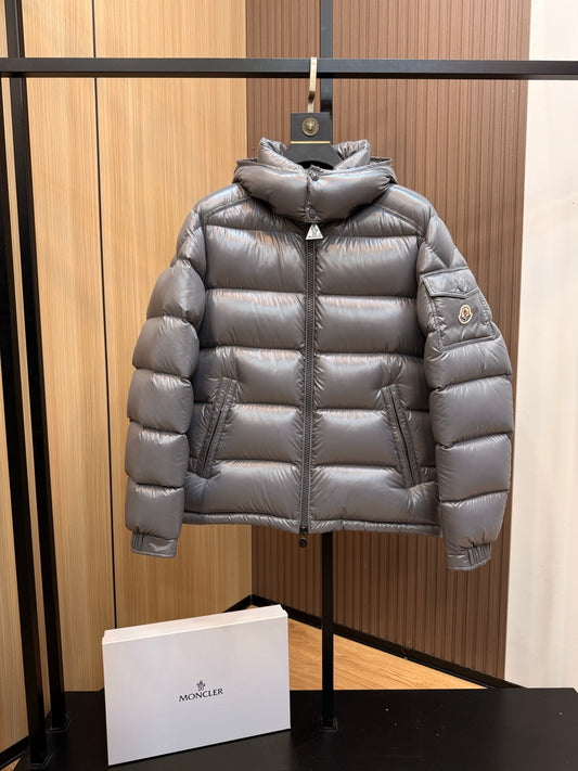 Women Shinny Grey Puffer Jacket