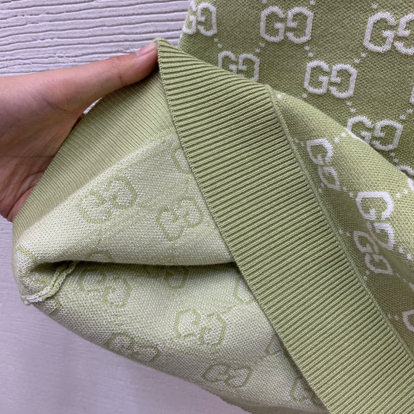 GG Supreme Knit Sage Green Tank Dress – Fine-Gauge Cotton-Blend Mini Dress