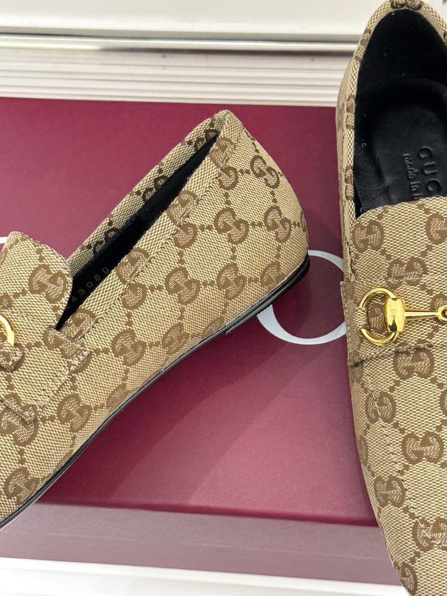 Jordaan Loafer – Beige & Ebony GG Supreme Canvas with Gold-Tone Horsebit
