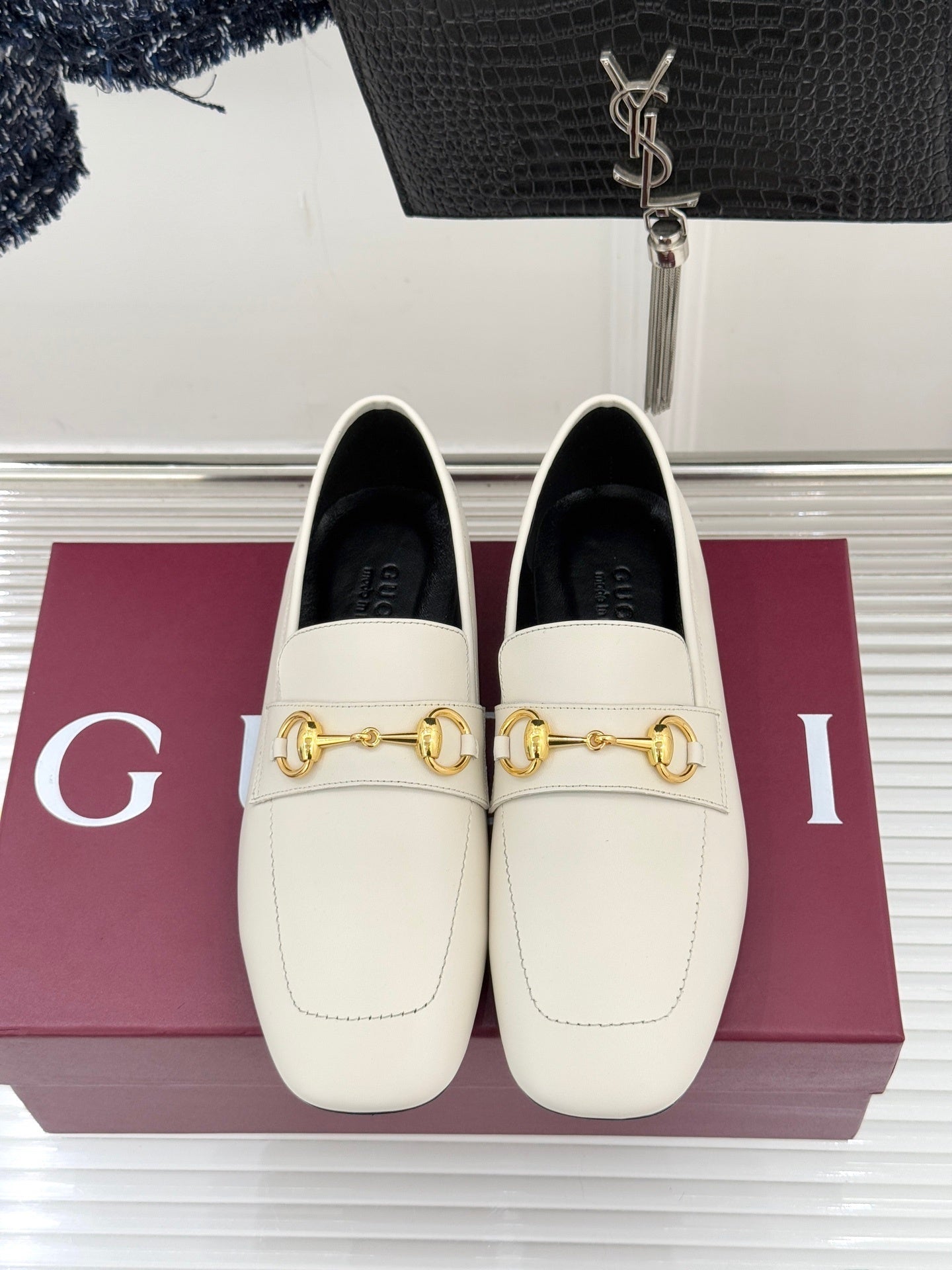 Jordaan Loafer – Optic White Calfskin with Slim Gold-Tone Horsebit