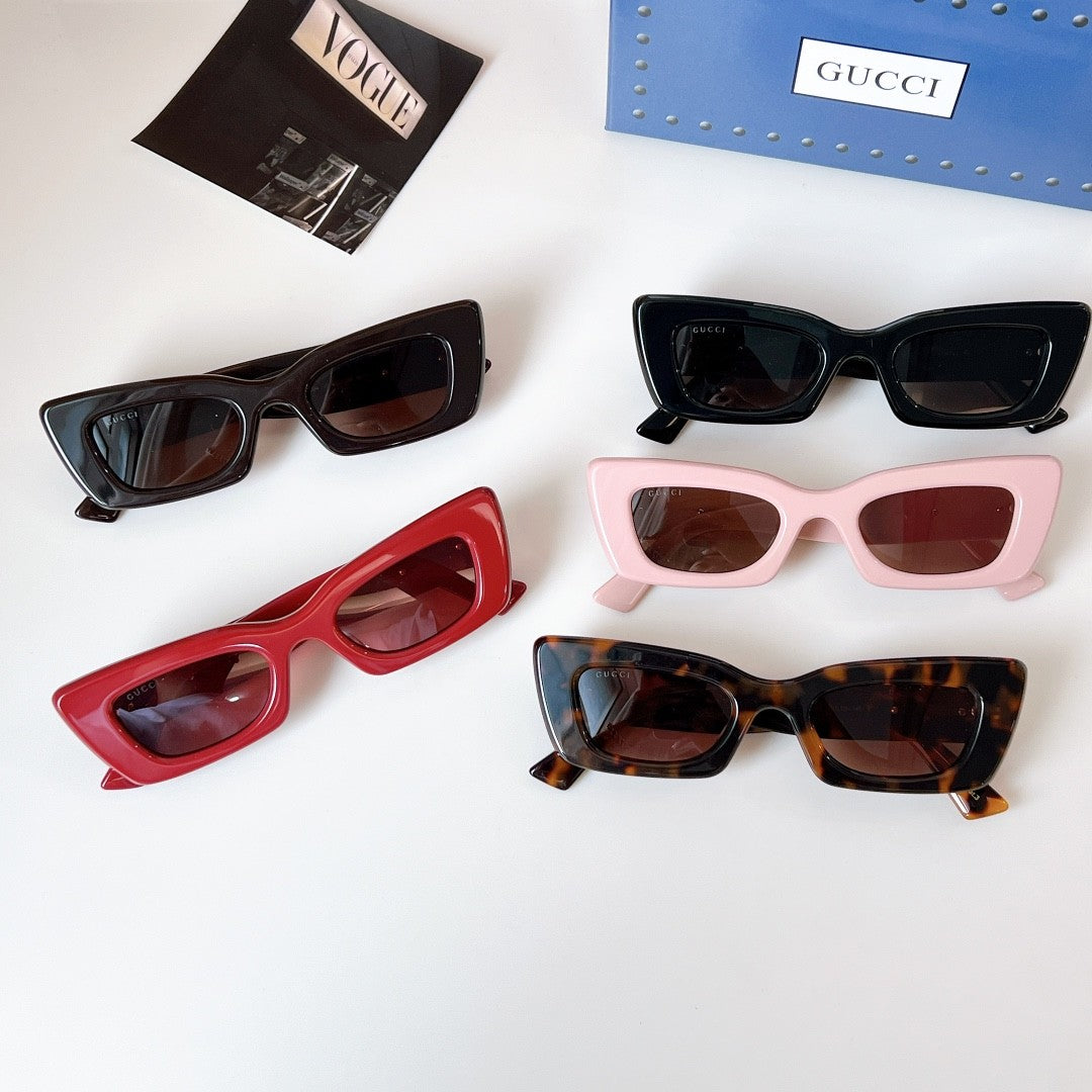 GG1827S Sunglasses – Narrow Rectangular Cat-Eye Acetate with Running GG Logo