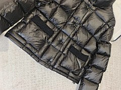 Glossy Black Quilted Puffer Jacket for Women