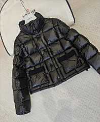 Glossy Black Quilted Puffer Jacket for Women