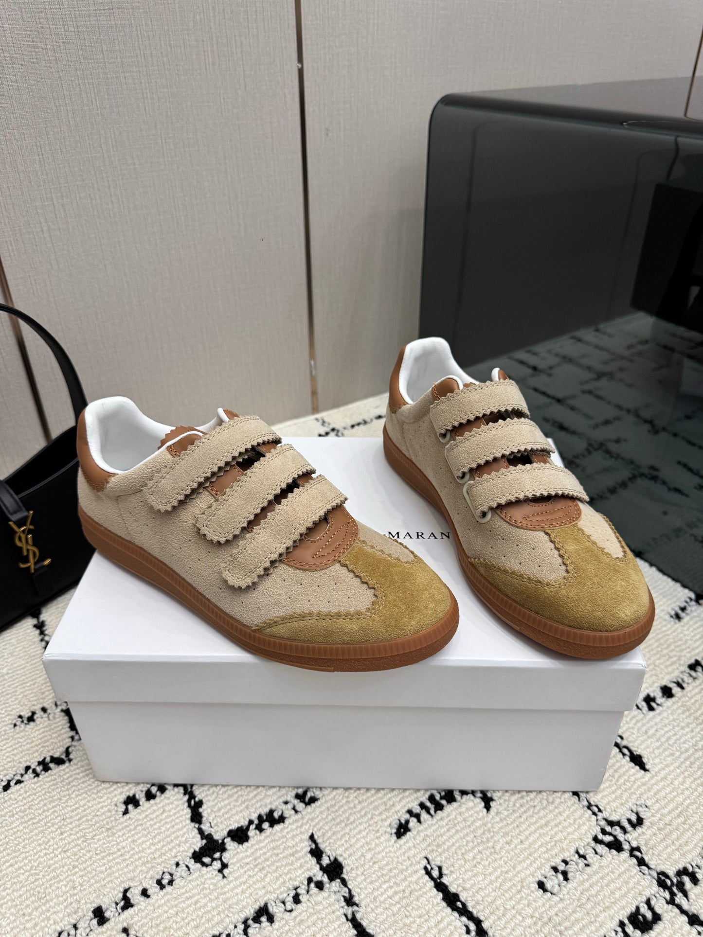 Beige Suede Sneakers – Multi-Tonal Desert Sand Brushed Retro Court Shoes