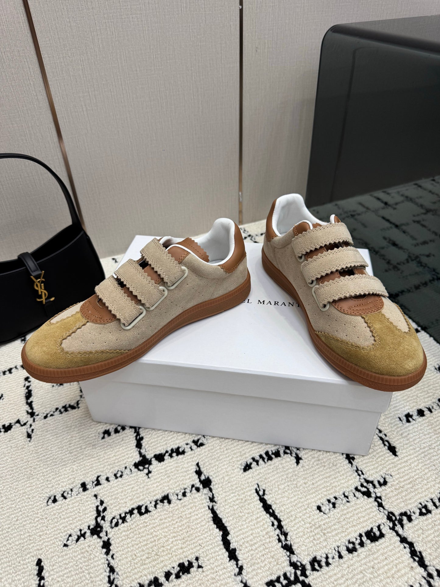 Beige Suede Sneakers – Multi-Tonal Desert Sand Brushed Retro Court Shoes