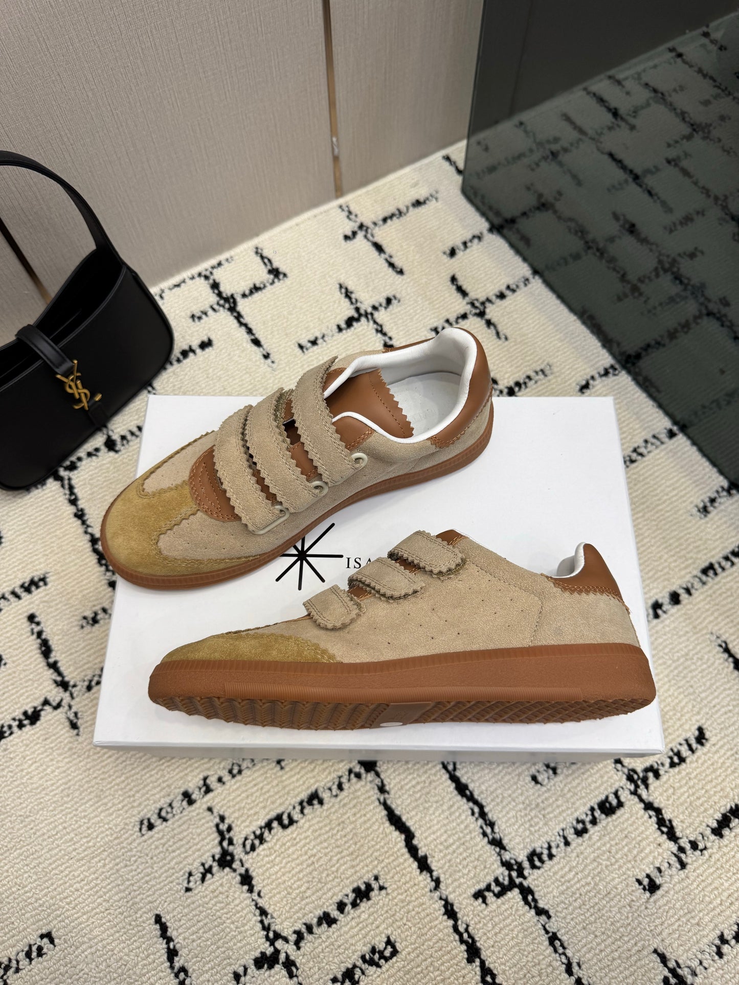 Beige Suede Sneakers – Multi-Tonal Desert Sand Brushed Retro Court Shoes