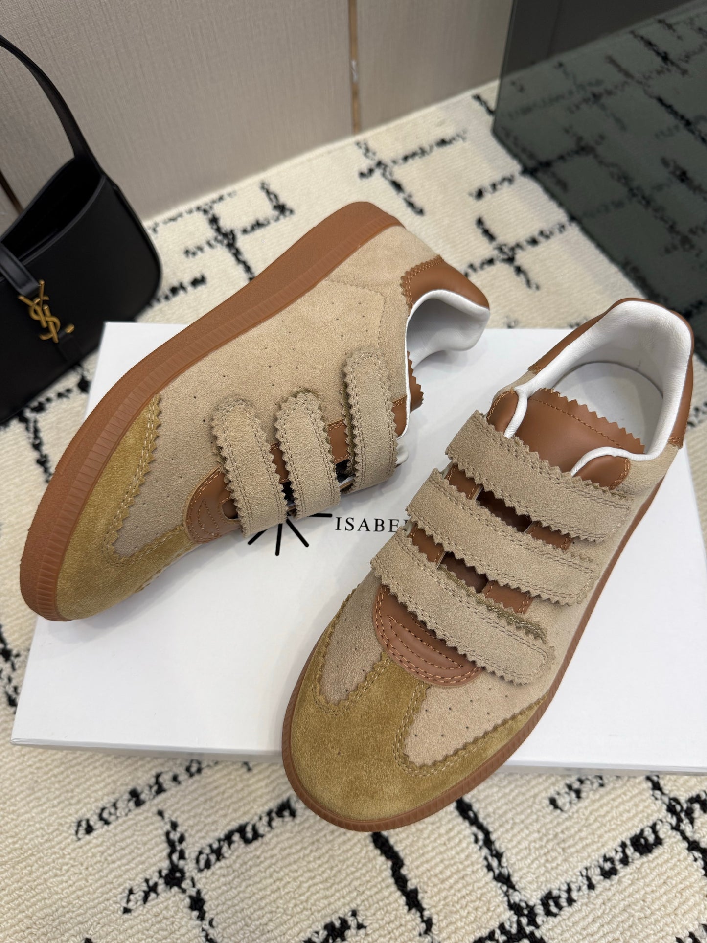 Beige Suede Sneakers – Multi-Tonal Desert Sand Brushed Retro Court Shoes