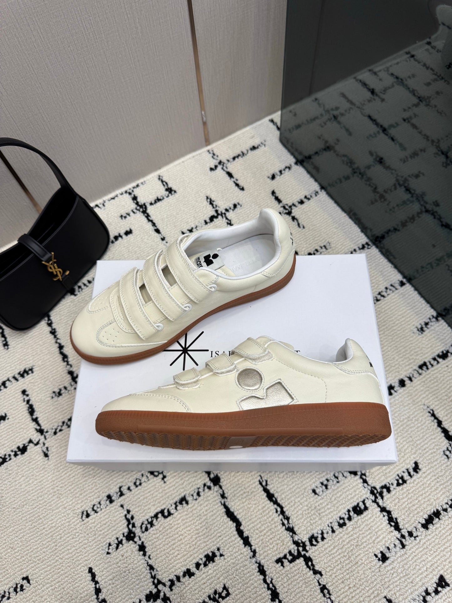 Cream Leather Sneakers – Low-Top Retro Sneakers