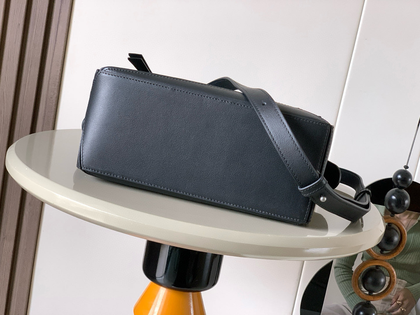 Puzzle Edge Shoulder Bag – Deep Midnight Indigo Calfskin Leather Cuboid Handbag