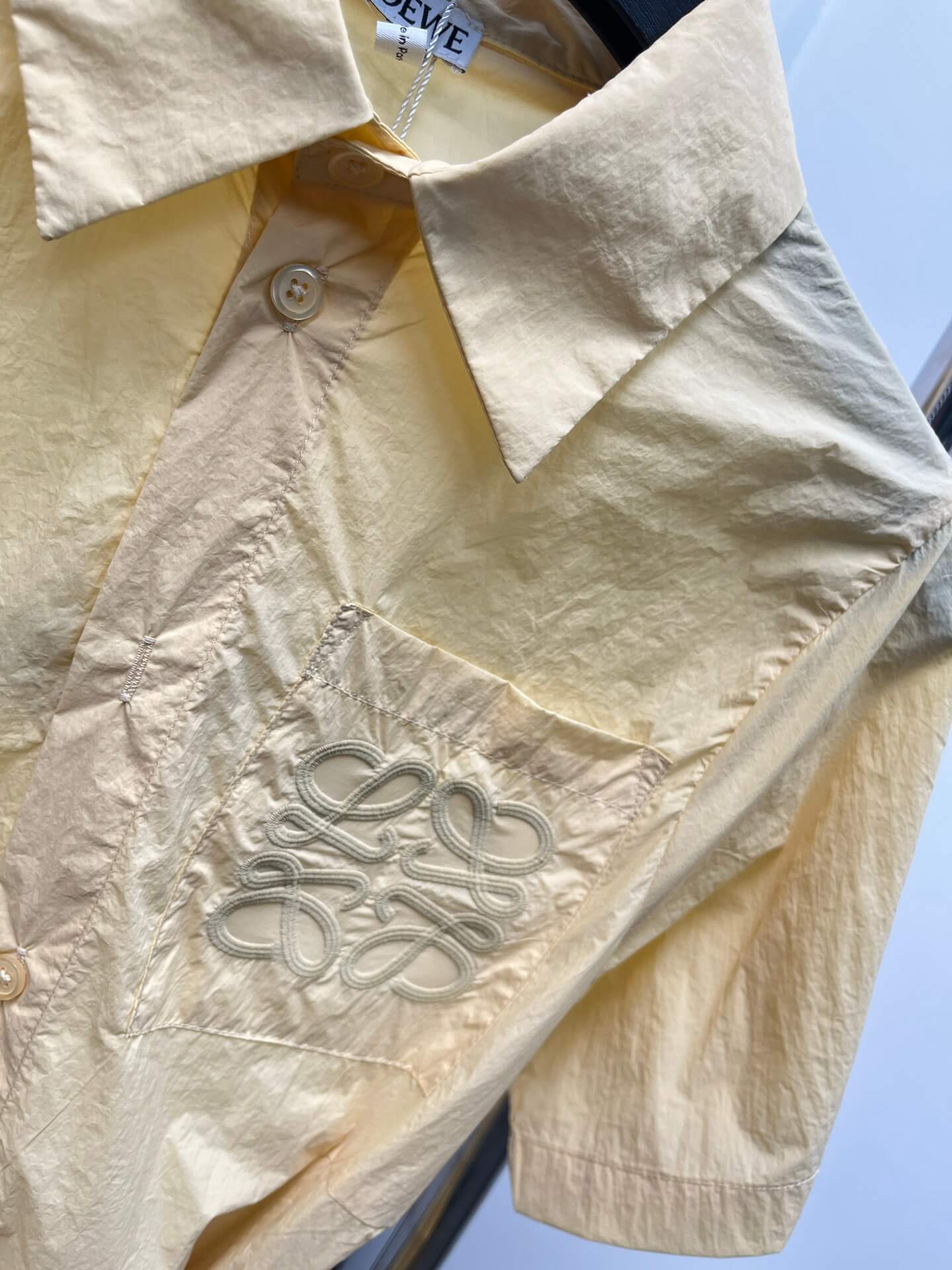 Belted Appliquéd Mini Shirt Dress – Sun-Yellow Breathable Cotton-Blend Poplin A-Line Silhouette