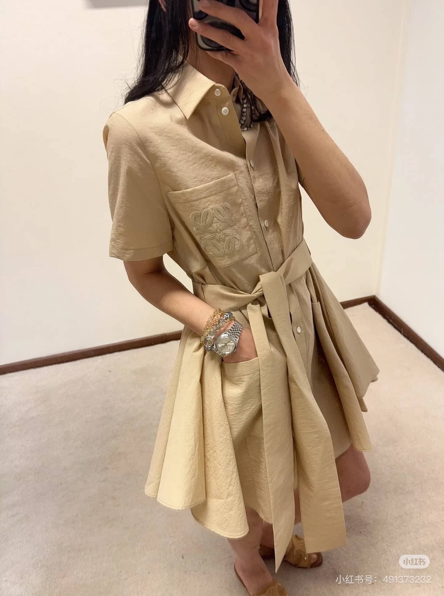 Belted Appliquéd Mini Shirt Dress – Sun-Yellow Breathable Cotton-Blend Poplin A-Line Silhouette
