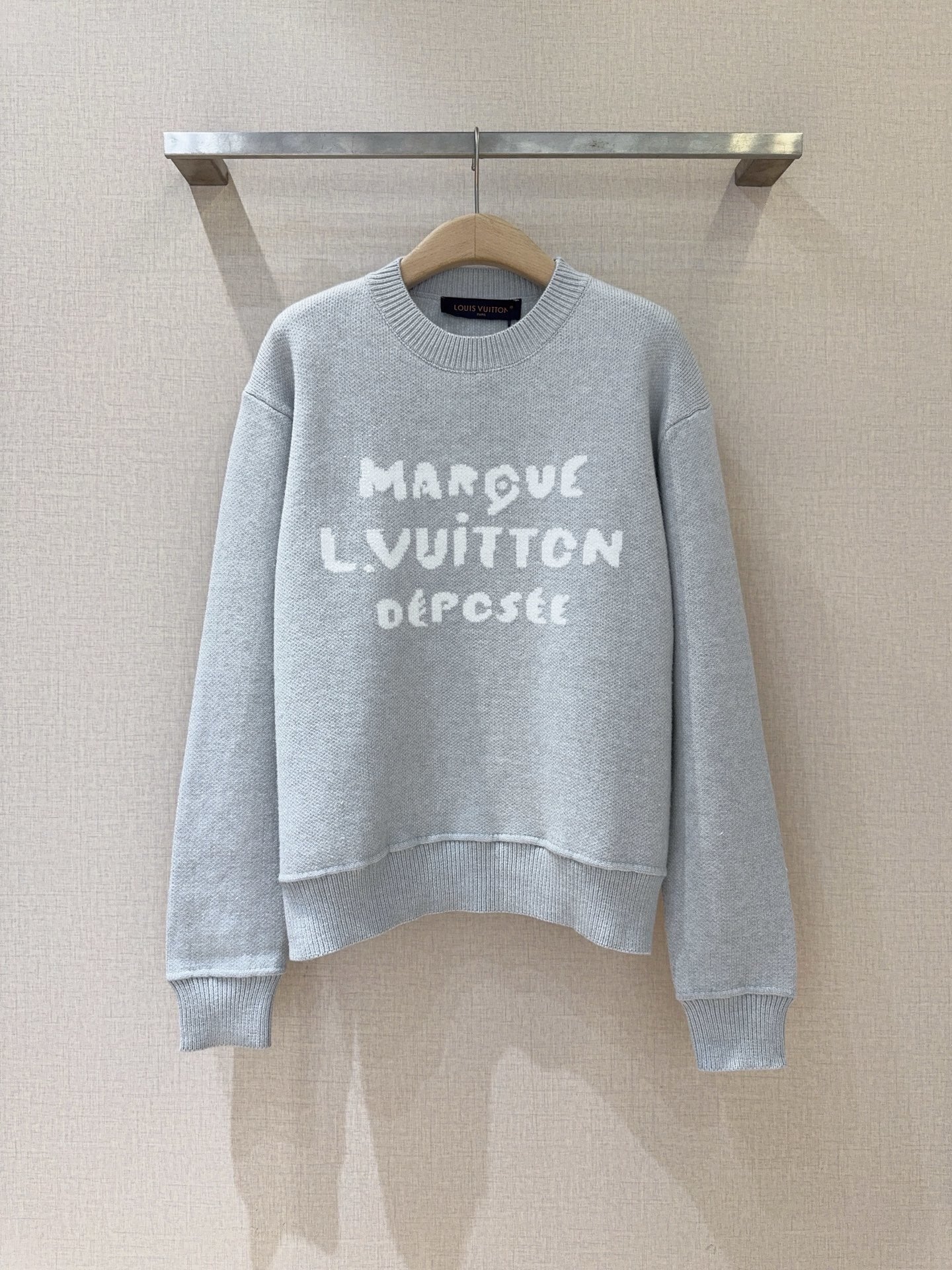 Embroidered Signature Sweatshirt – Blue 3D Marque Déposée Cotton Crewneck