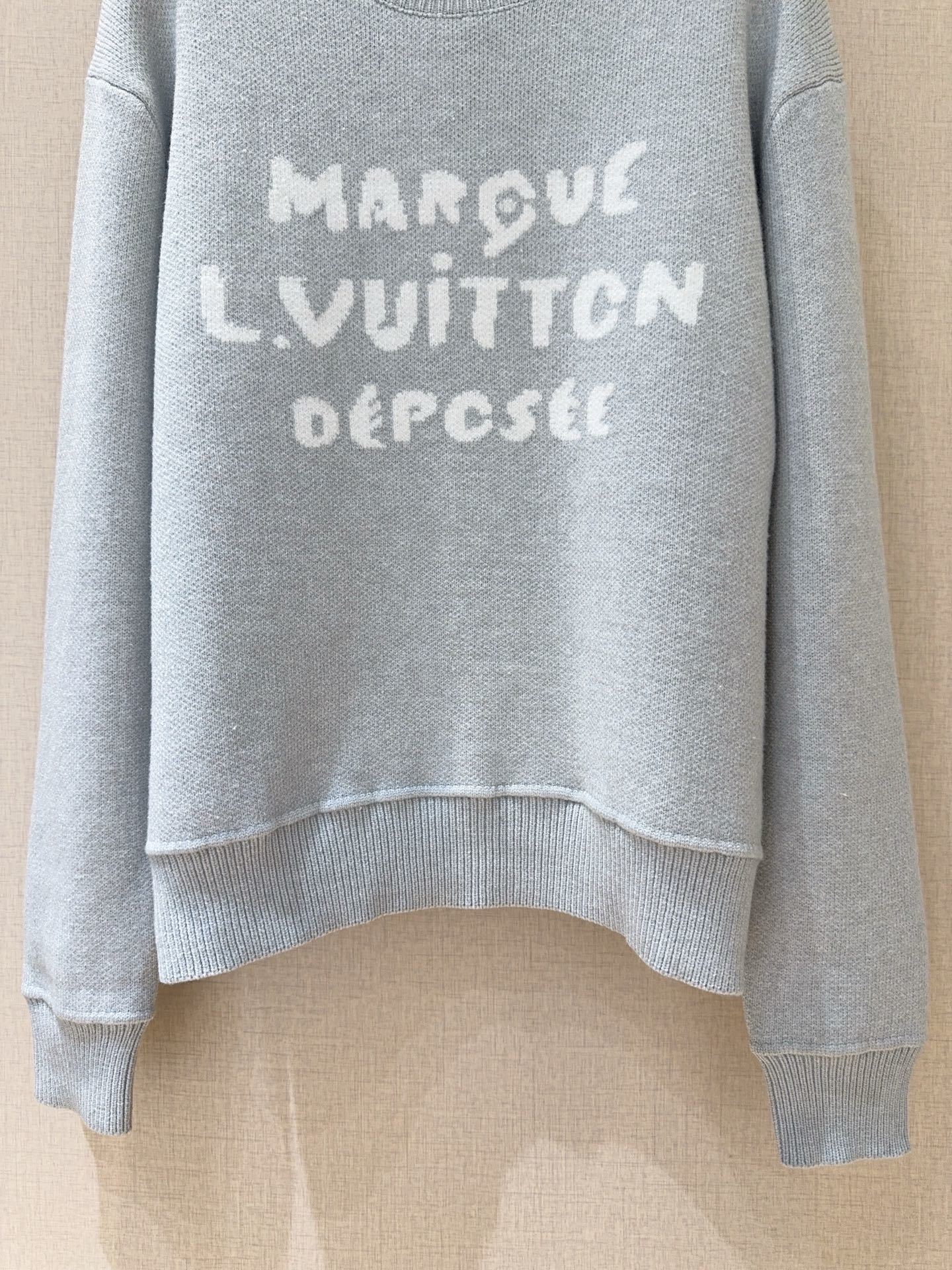 Embroidered Signature Sweatshirt – Blue 3D Marque Déposée Cotton Crewneck