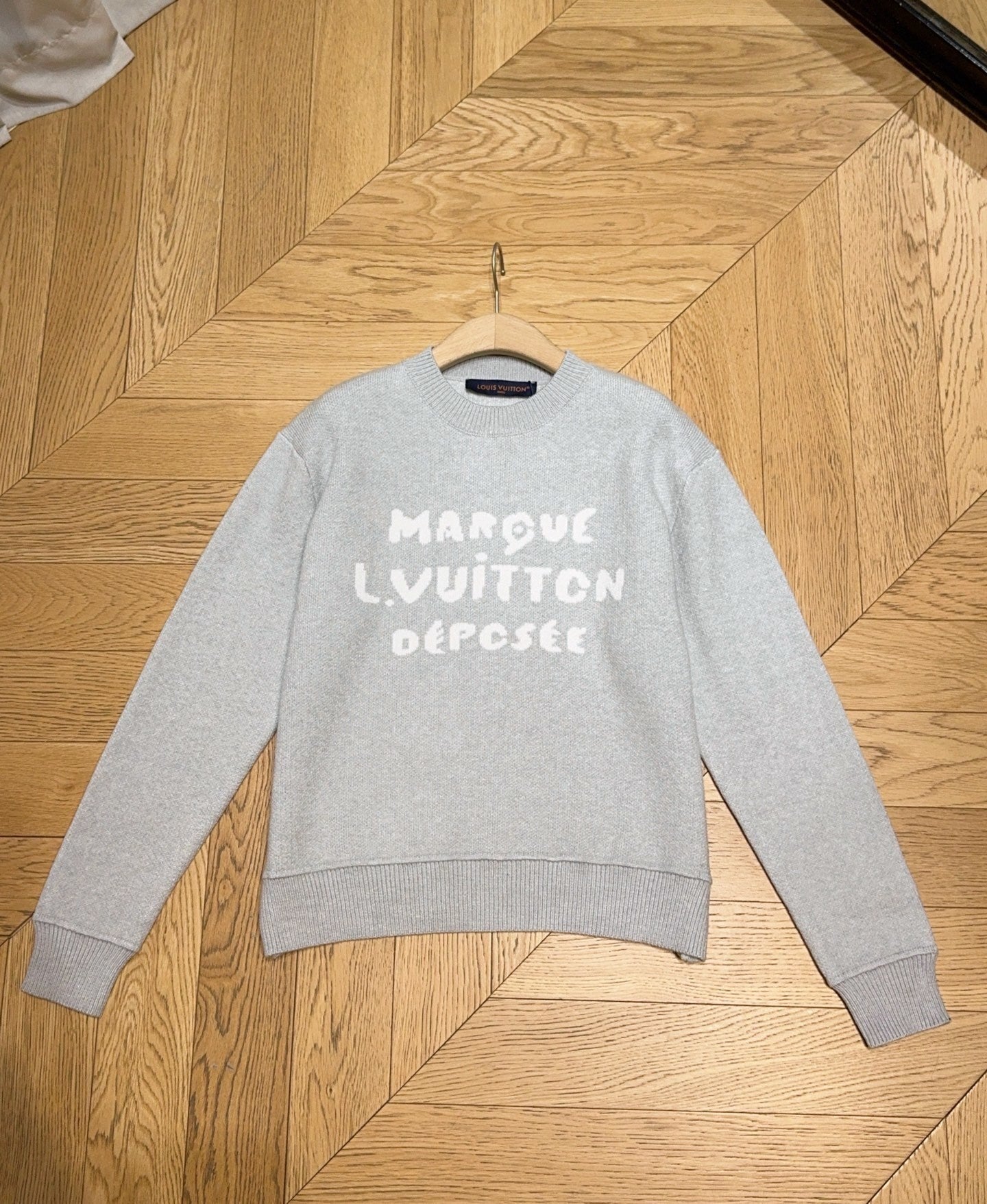 Embroidered Signature Sweatshirt – Blue 3D Marque Déposée Cotton Crewneck