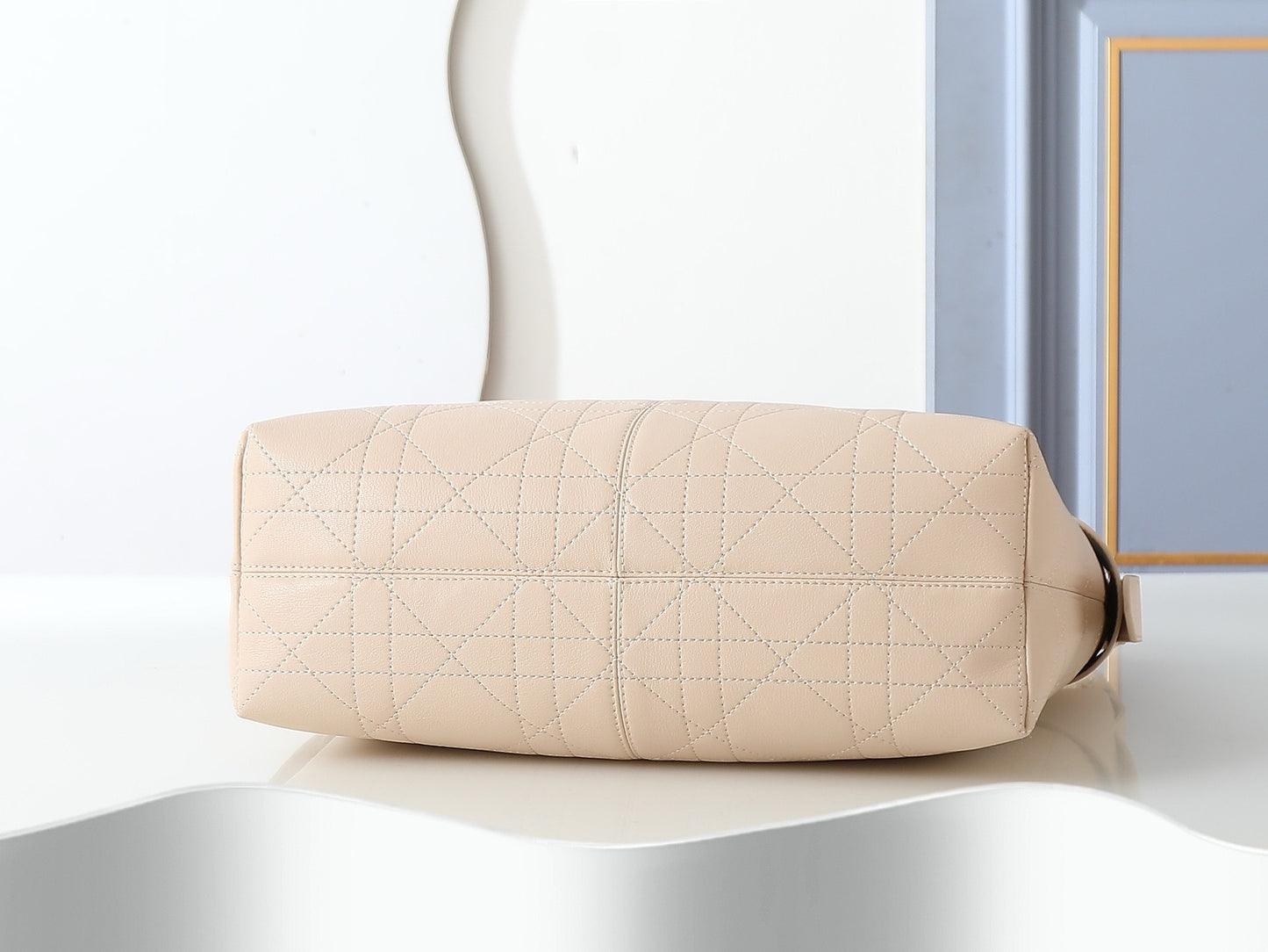 CD Voyage Bag – Powder Beige Flat Macrocannage Grained Calfskin